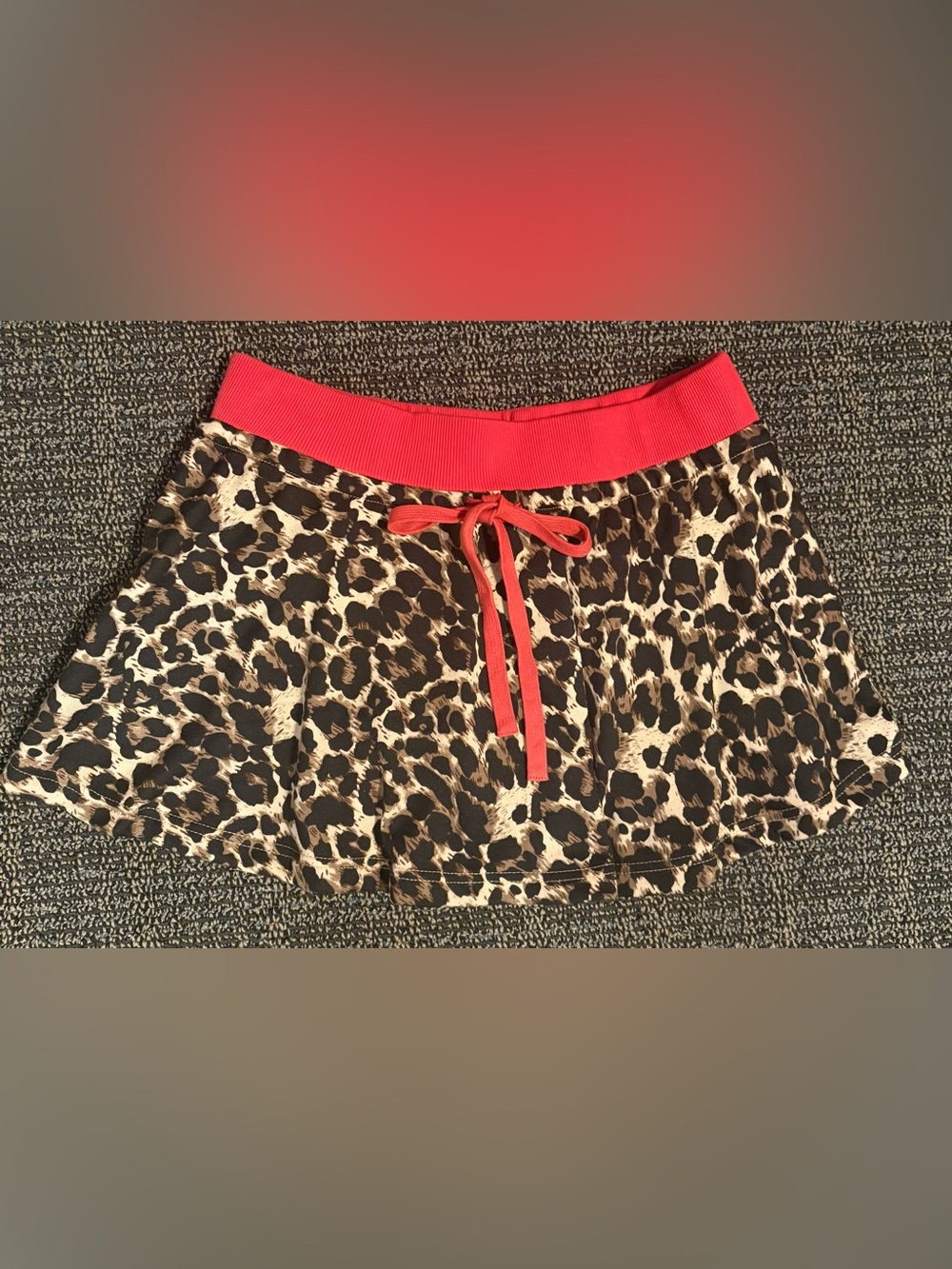 eesome Leopard Print Skort with Red Waistband